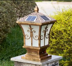 New Style Copper Material 4W solar pillar light / lamp